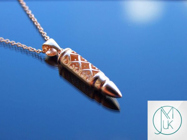 Solid 925 Sterling Silver Bullet Moon Pendant Necklace Rose Gold Michael's UK Jewellery