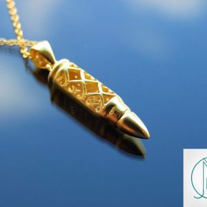 Solid 925 Sterling Silver Bullet Pendant Necklace Gold Michael's UK Jewellery