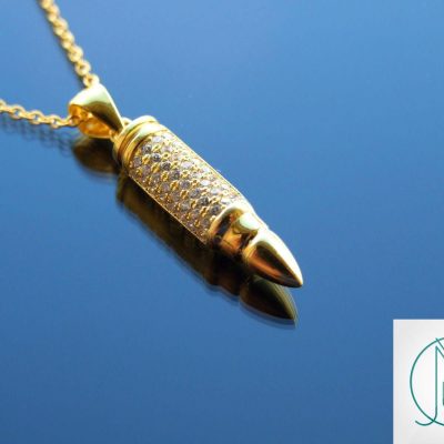 Solid 925 Sterling Silver Bullet Pendant Necklace Gold Michael's UK Jewellery