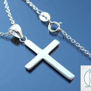 Solid 925 Sterling Silver Cross Charm Necklace Michael's UK Jewellery