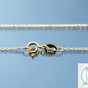 Solid 925 Sterling Silver Gold Plated Cable Chain 1.2mm 18-22'' Michael's UK Jewellery