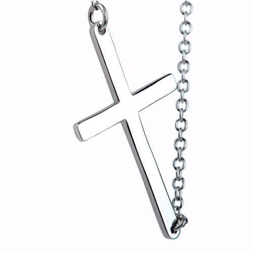 Solid 925 Sterling Silver Horizontal Sideways Cross Charm Necklace Michael's UK Jewellery