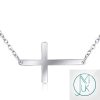 Solid 925 Sterling Silver Horizontal Sideways Cross Charm Necklace Michael's UK Jewellery