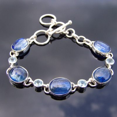 Solid 925 Sterling Silver Kyanite Topaz Natural Gemstone Bracelet Michael's UK Jewellery