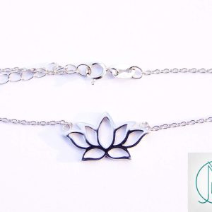 Solid 925 Sterling Silver Lotus Flower Outline Charm Necklace Michael's UK Jewellery