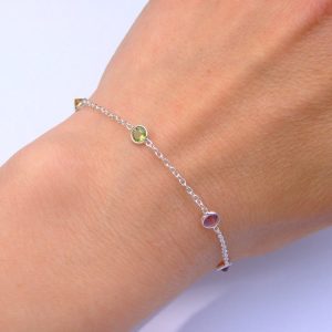 Solid 925 Sterling Silver Mixed Natural Gemstone Bracelet Michael's UK Jewellery