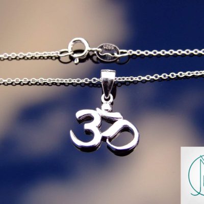 Solid 925 Sterling Silver Om Hindu Charm Necklace Michael's UK Jewellery