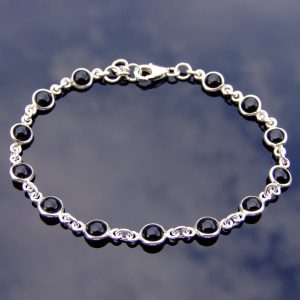 Solid 925 Sterling Silver Onyx Natural Gemstone Bracelet Michael's UK Jewellery