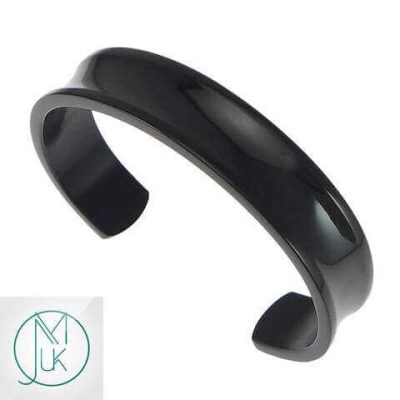 Stainless Steel Open End Cuff Black Michael's UK Jewellery