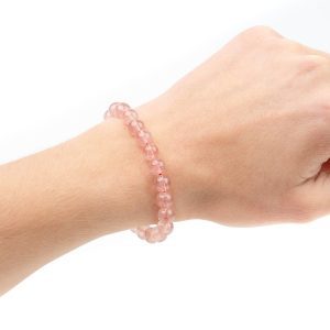 Strawberry Quartz Natural Gemstone Bracelet 6-9'' Elasticated Michael's UK Jewellery
