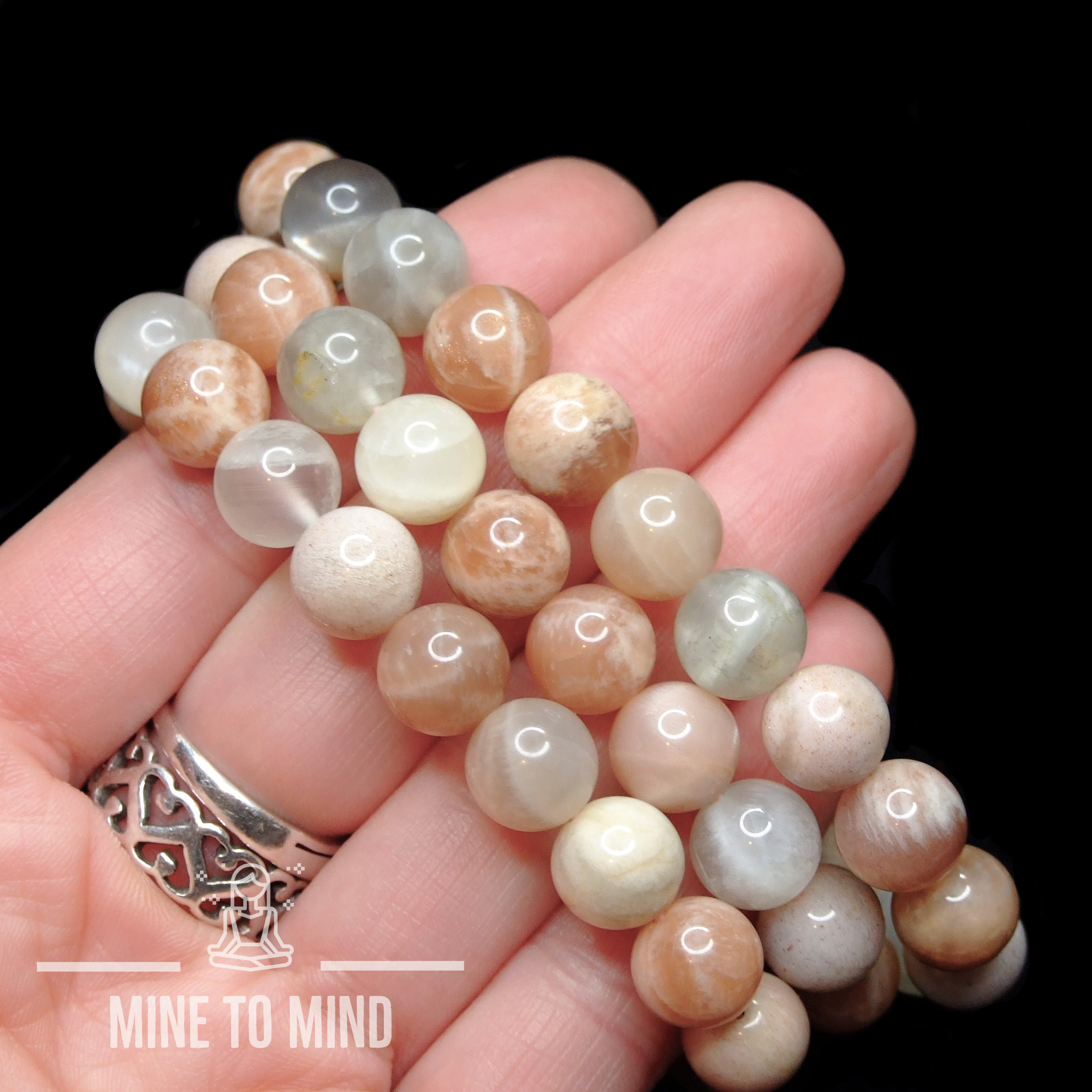 Sunstone Handmade Gemstone Bracelet 10mm beads mine to mind