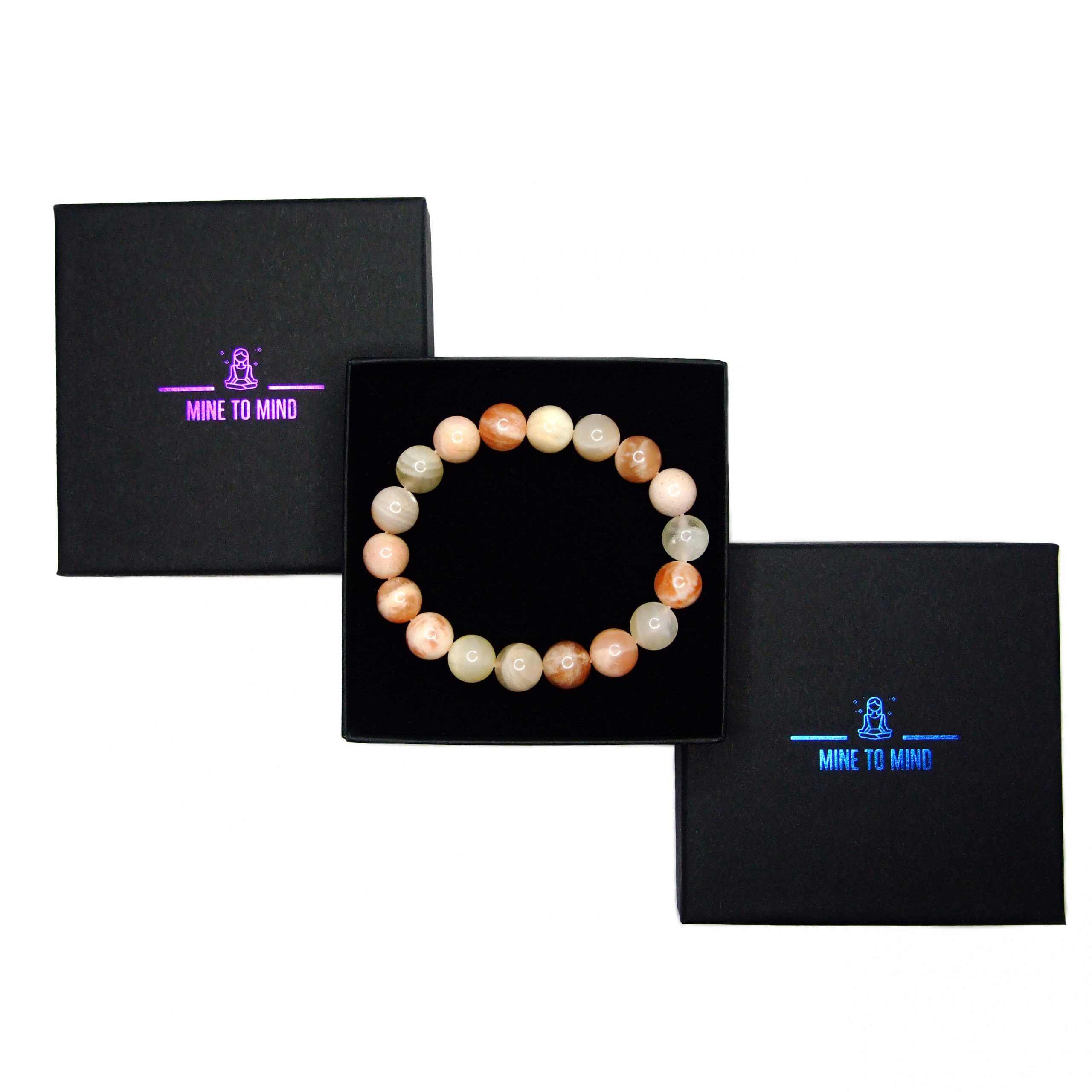Sunstone Handmade Gemstone Bracelet 10mm beads mine to mind