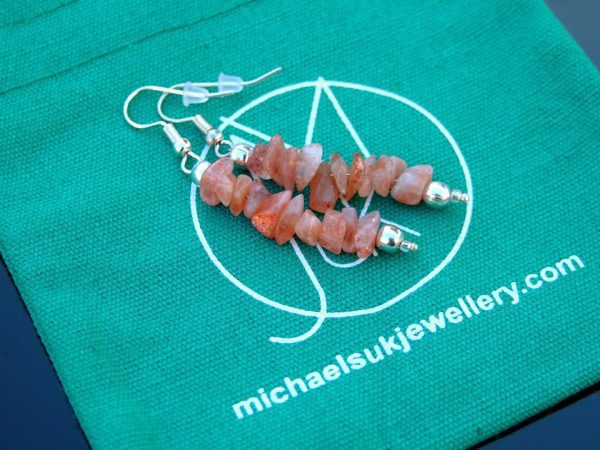Sunstone Natural Gemstone Chip Drop Earrings Michael's UK Jewellery
