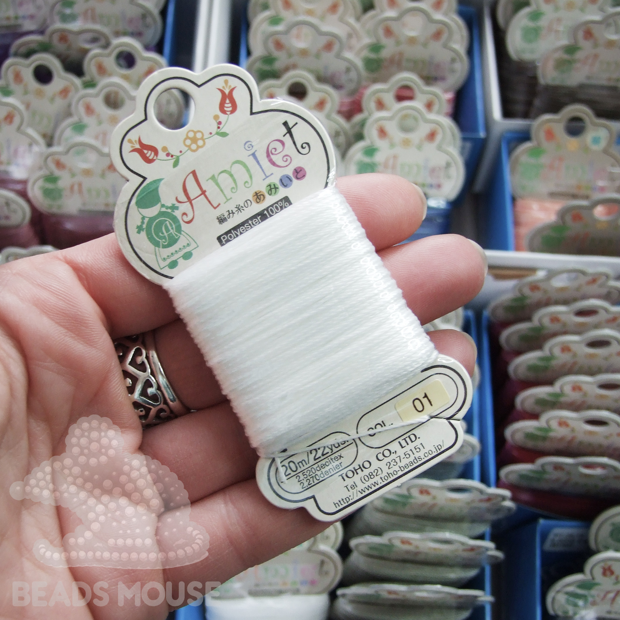 TOHO Amiet Beading Thread 01 White beadsmouse.co.uk