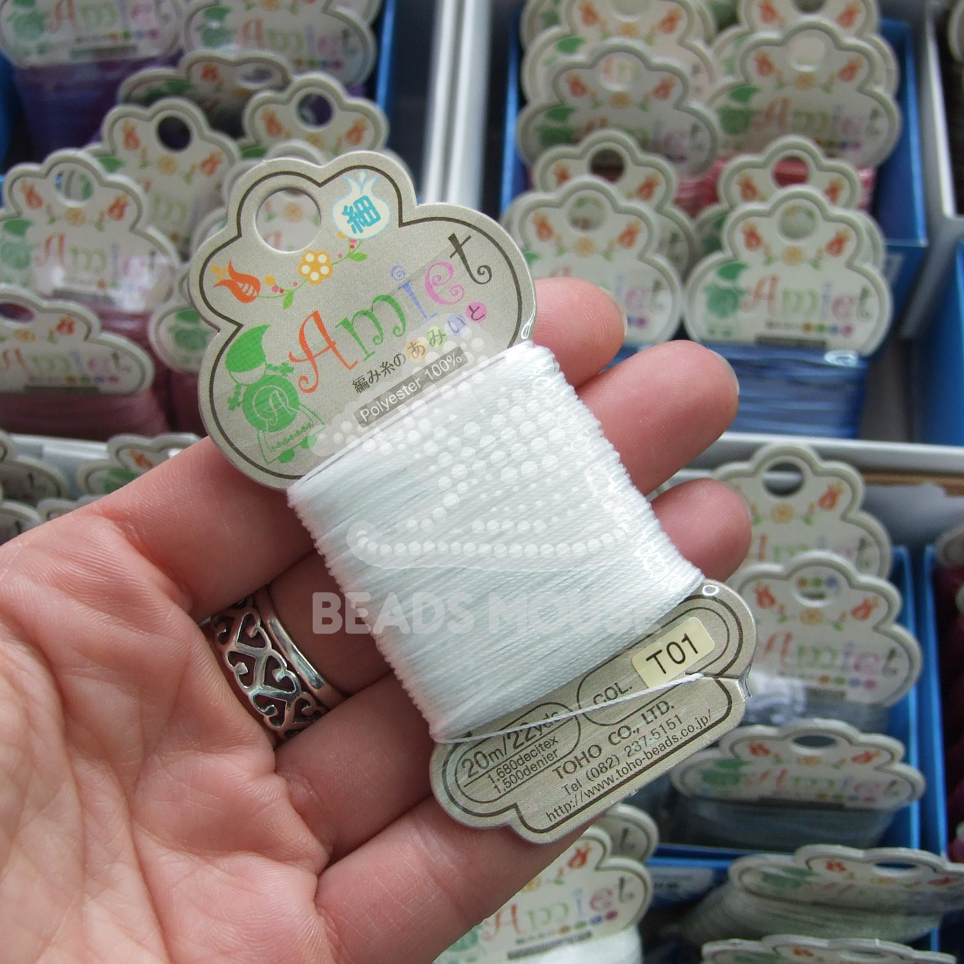 TOHO Amiet Beading Thread T01 White beadsmouse.co.uk