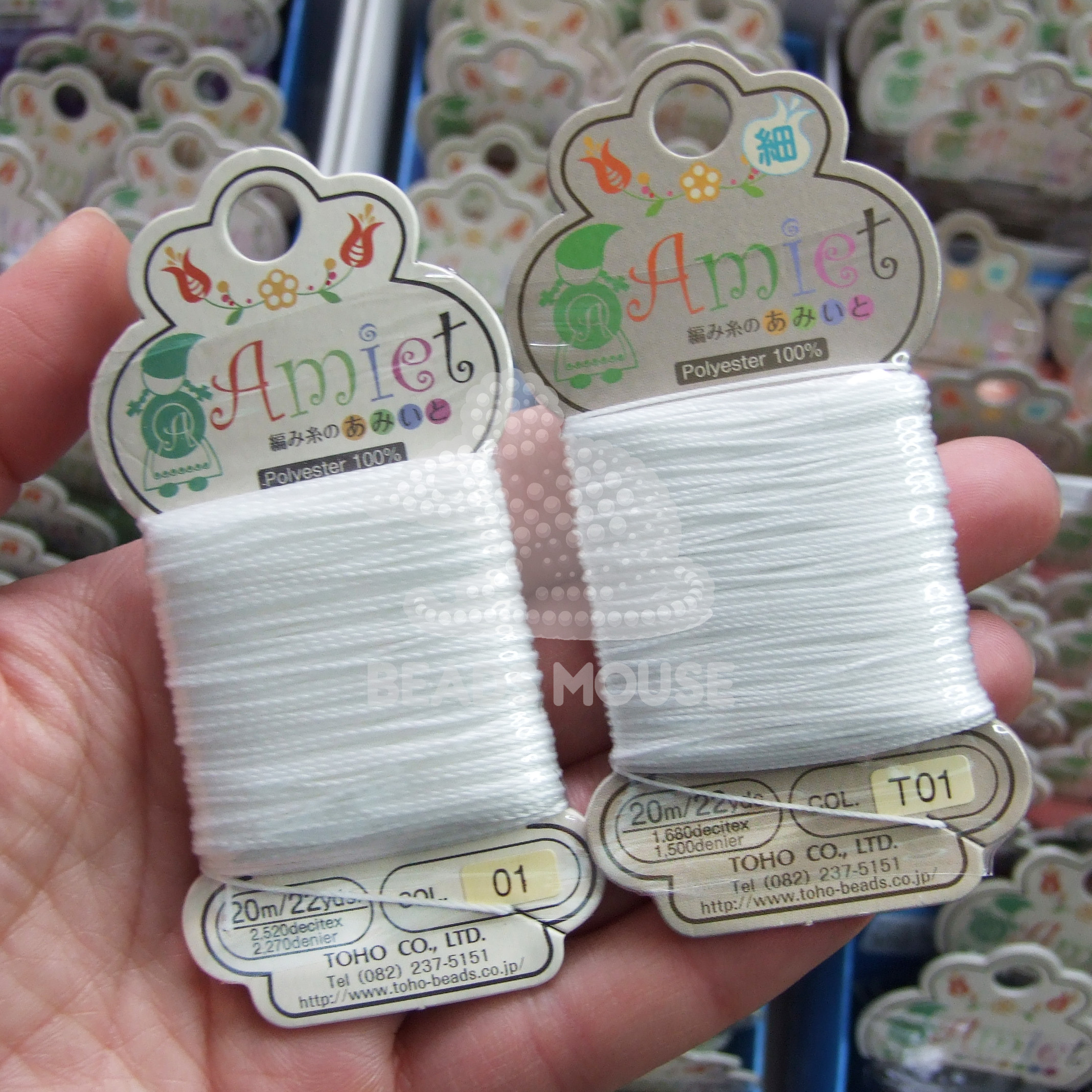 TOHO Amiet Beading Thread T01 White beadsmouse.co.uk