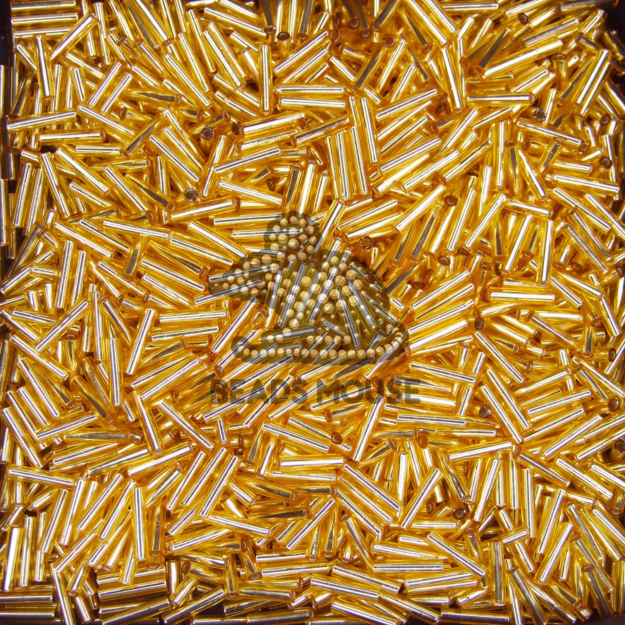 TOHO Bugle Beads 9mm 22 Silver Lined Light Topaz 02 beadsmouse.co.uk