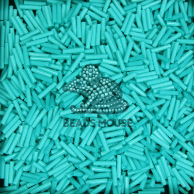 TOHO Bugle Beads 9mm Opaque Jet and Turquoise