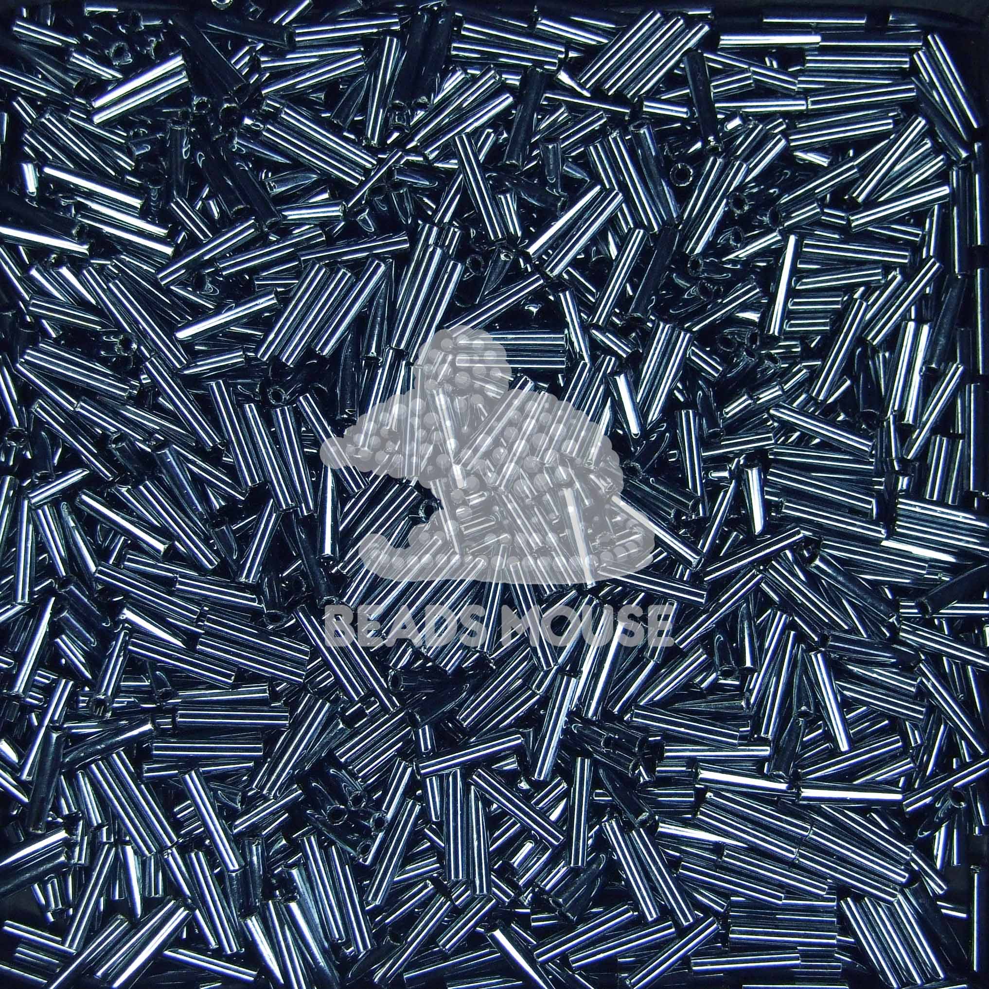 TOHO Bugle Beads 9mm 81 Metallic Hematite 01 beadsmouse.co.uk