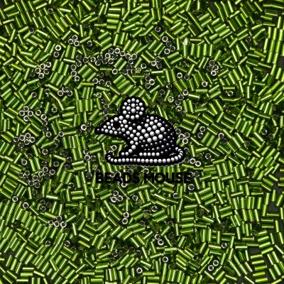 TOHO Bugle Seed Beads 37 Silver Lined Olivine 3mm beads mouse