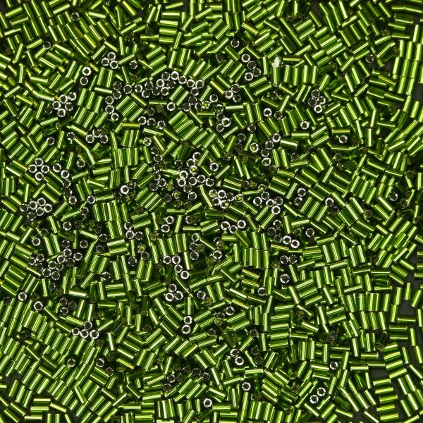 TOHO Bugle Seed Beads 37 Silver Lined Olivine 3mm - Image 2