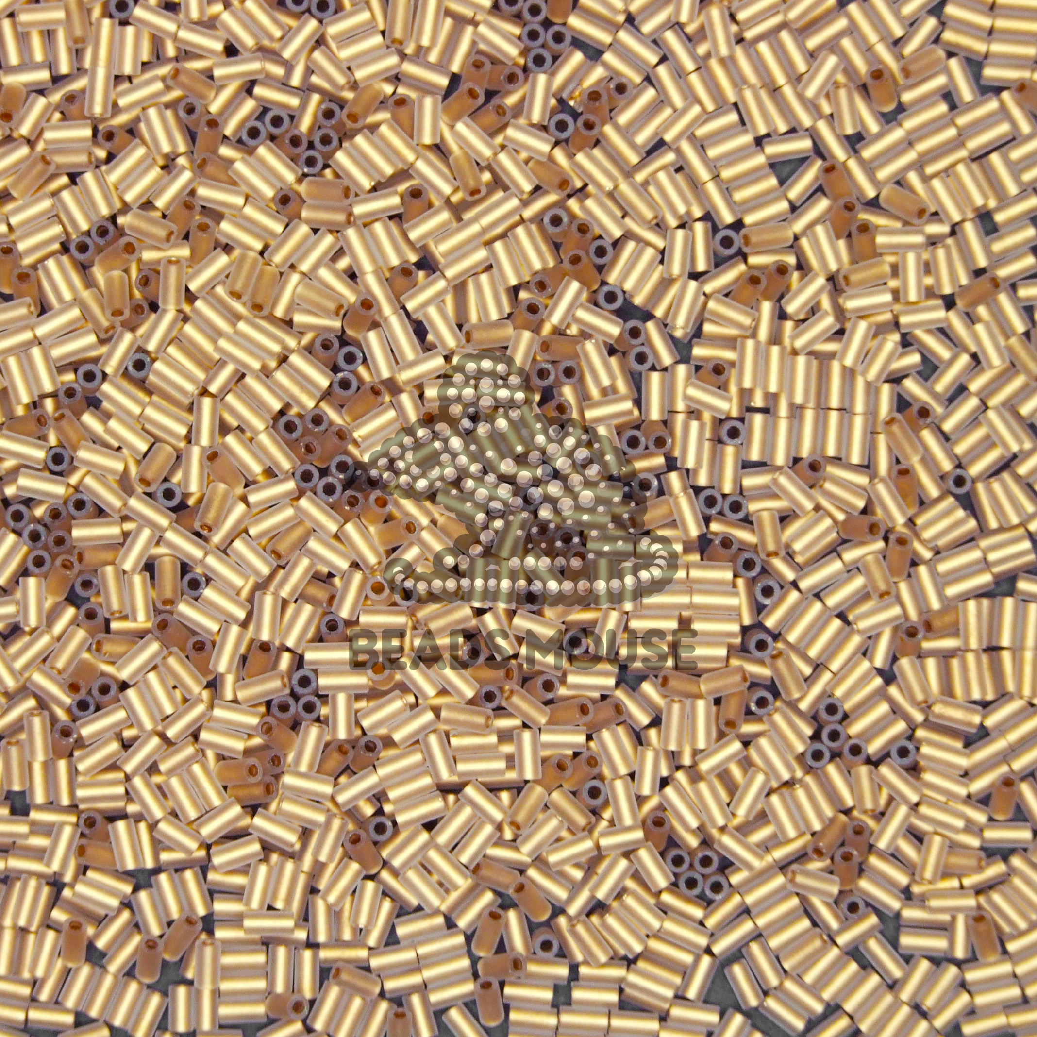 TOHO Bugle Seed Beads 989F Gold Lined Frosted Crystal 3mm beads mouse