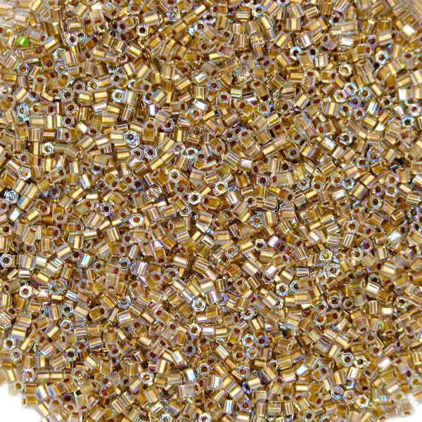 TOHO Hexagon Beads 994 Gold Lined Crystal Rainbow beadsmouse.co.uk