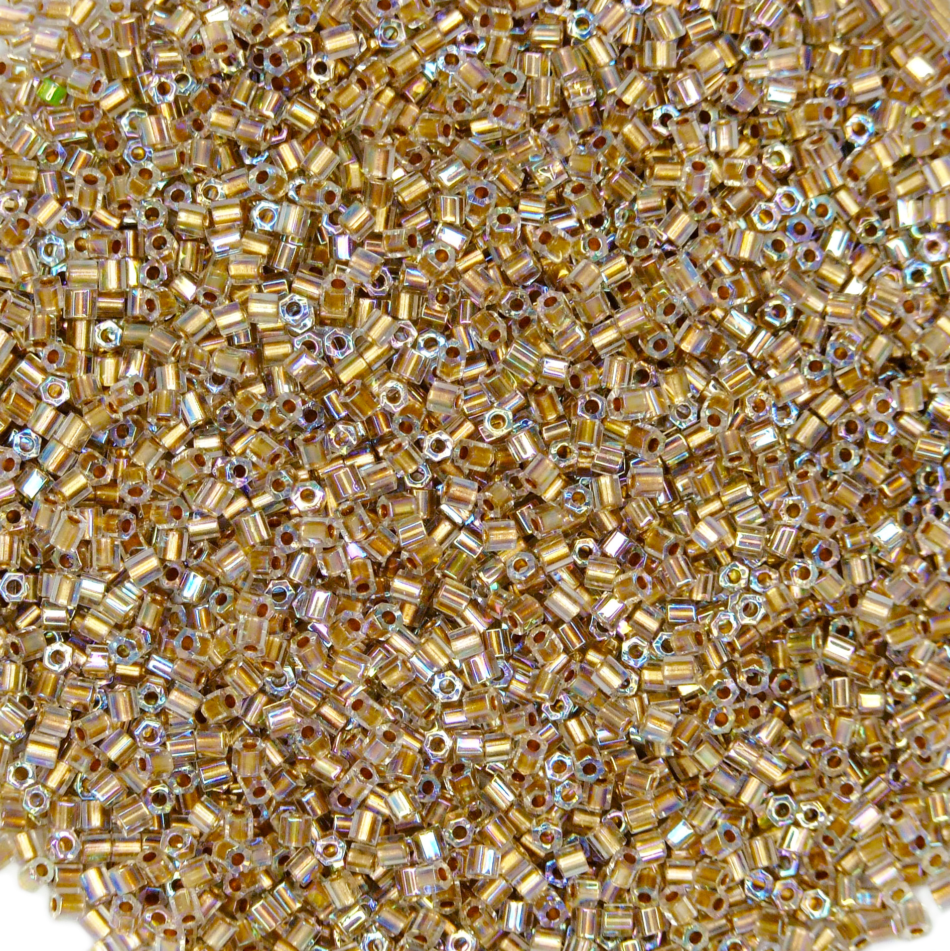 TOHO Hexagon Beads 994 Gold Lined Crystal Rainbow beadsmouse.co.uk
