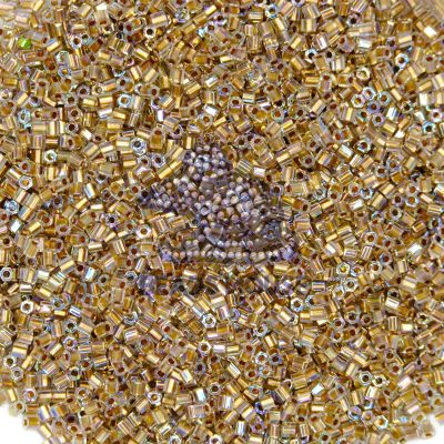 TOHO Hexagon Beads 994 Gold Lined Crystal Rainbow beadsmouse.co.uk