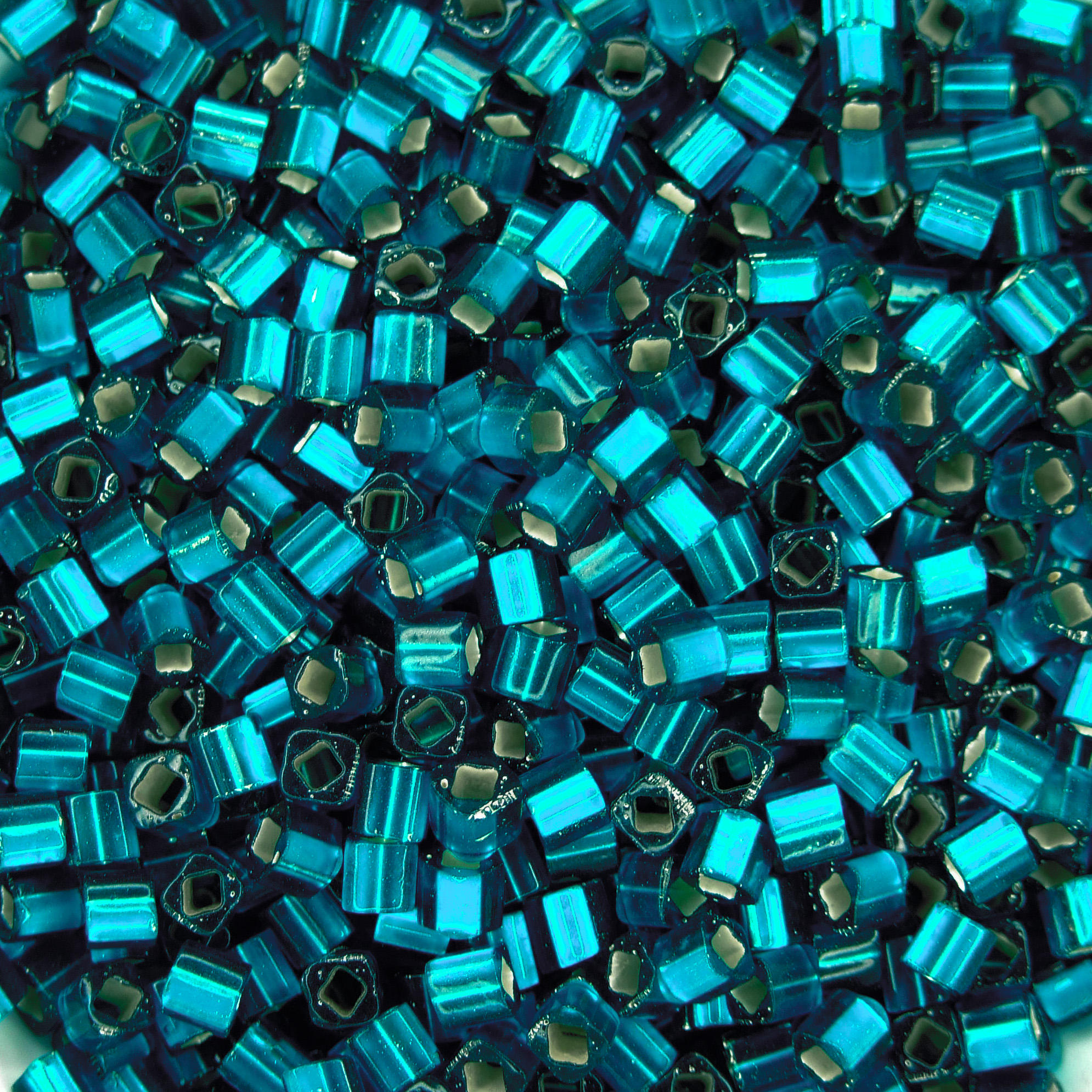 TOHO Cube Beads 27BDF Silver Lined Frosted Teal 4mm beadsmouse.co.uk