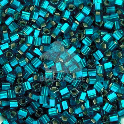 TOHO Cube Beads 27BDF Silver Lined Frosted Teal 4mm beadsmouse.co.uk