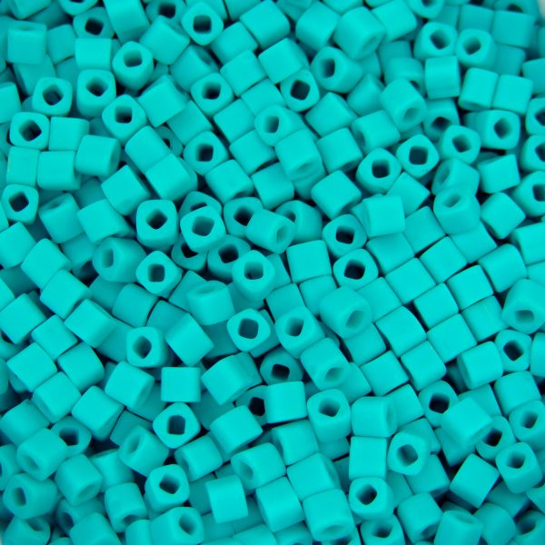 TOHO Cube Beads 55F Opaque Frosted Turquoise 4mm beadsmouse.co.uk