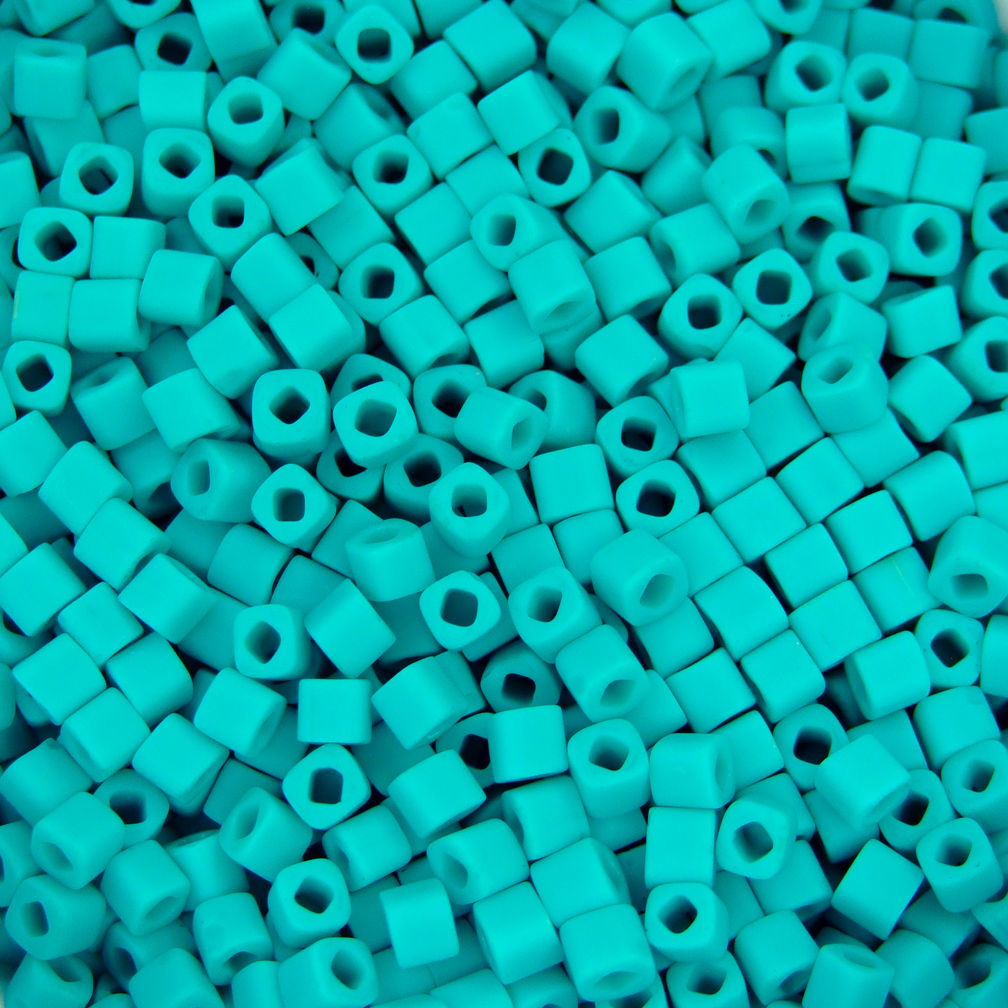 TOHO Cube Beads 55F Opaque Frosted Turquoise 4mm beadsmouse.co.uk