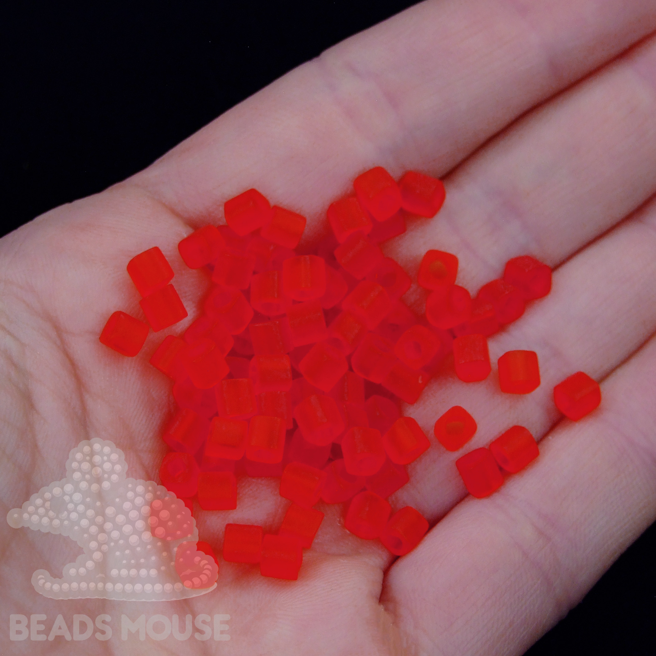 TOHO Cube Beads 5BF Transparent Frosted Siam Ruby 4mm beadsmouse.co.uk