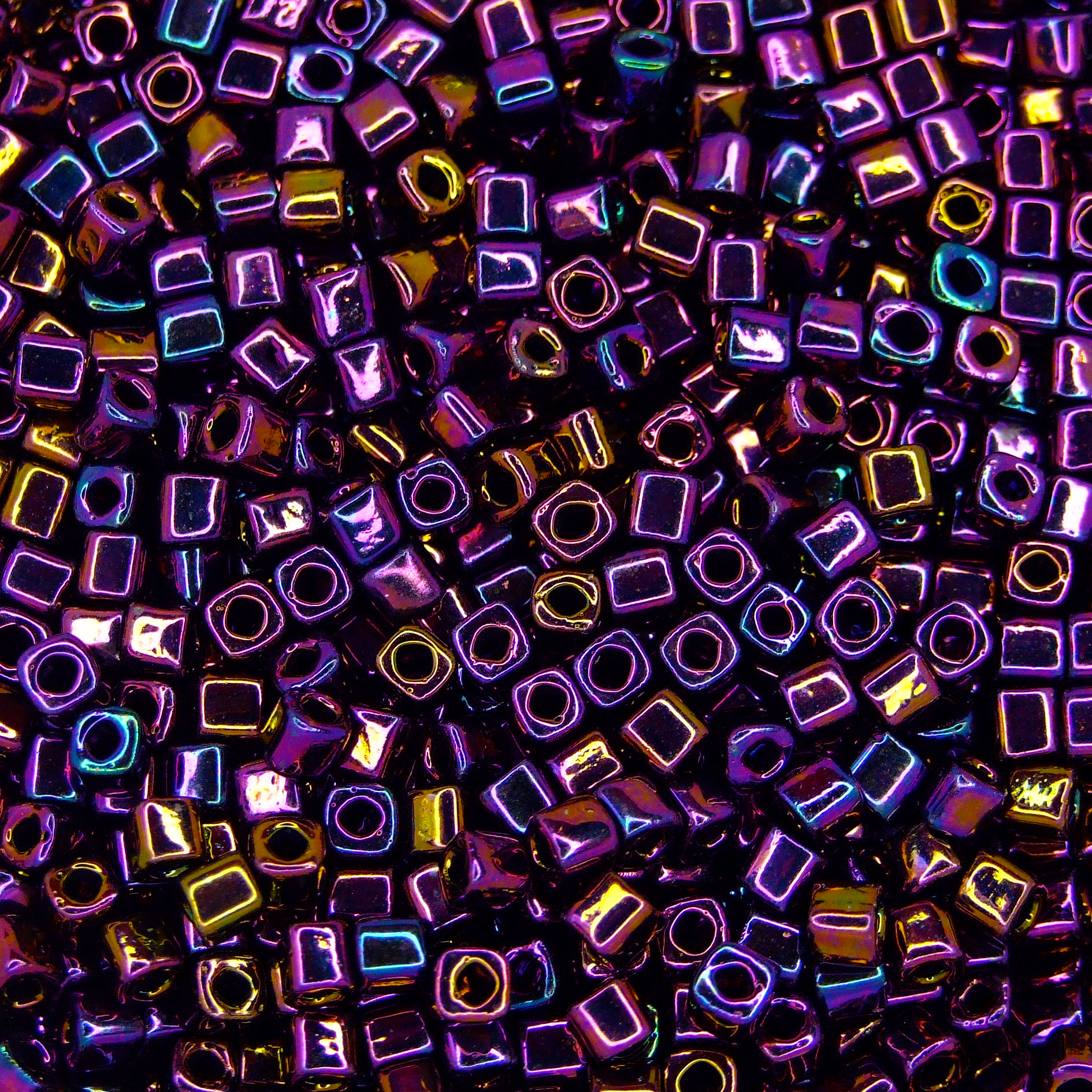 TOHO Cube Beads 85 Metallic Iris Purple 4mm beadsmouse.co.uk