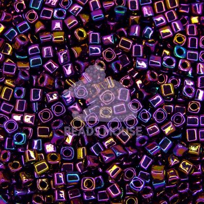 TOHO Cube Beads 85 Metallic Iris Purple 4mm beadsmouse.co.uk