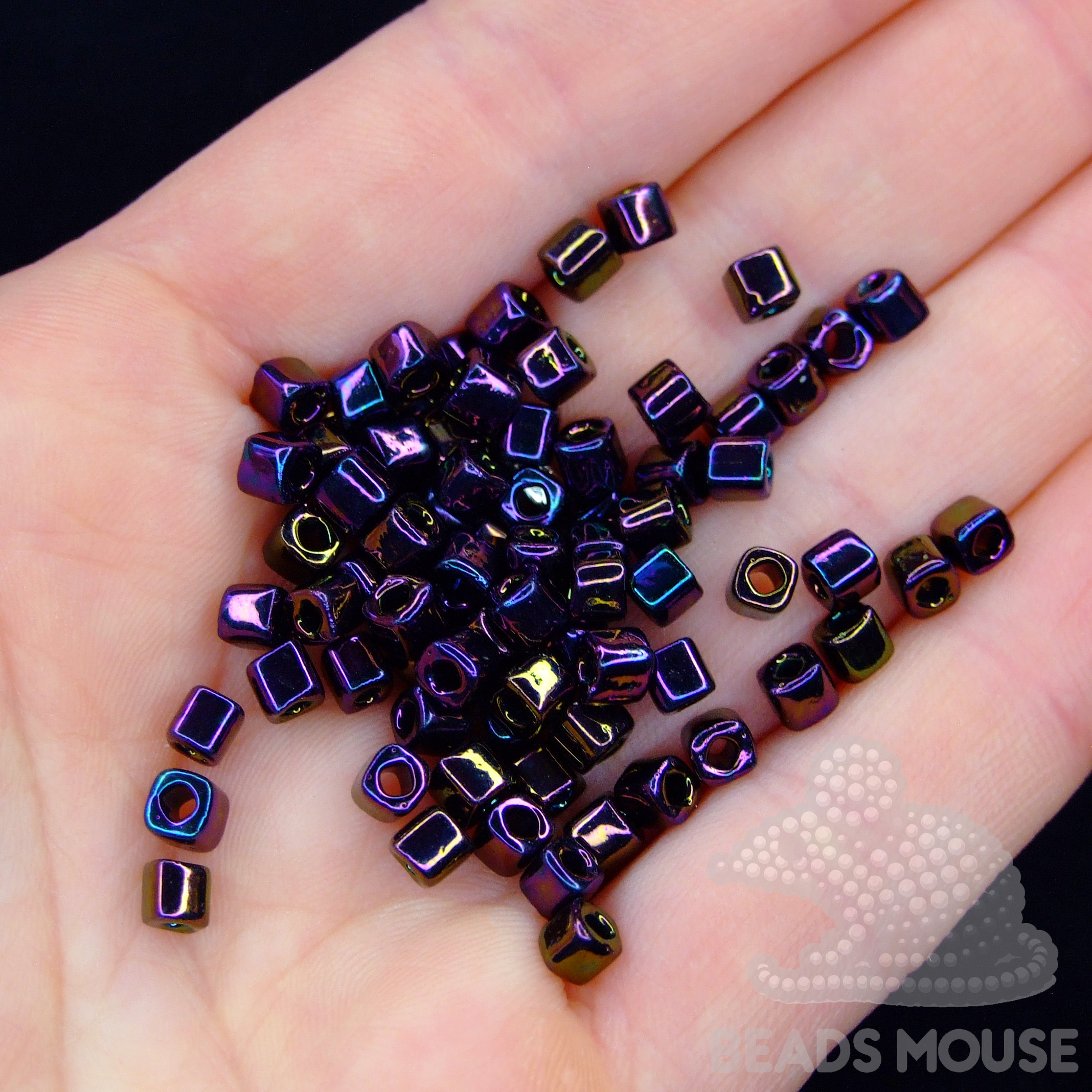 TOHO Cube Beads 85 Metallic Iris Purple 4mm beadsmouse.co.uk