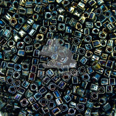 TOHO Cube Beads Y503 HYBRID Antiqued Metallic Black 4mm beadsmouse.co.uk