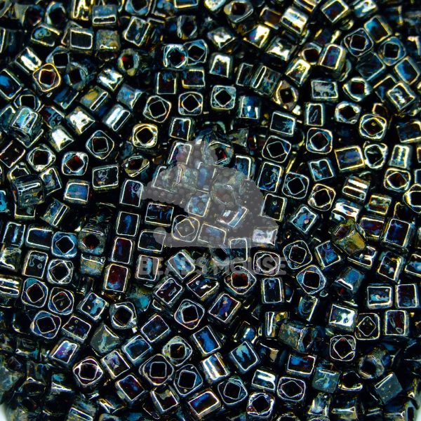 TOHO Cube Beads Y503 HYBRID Antiqued Metallic Black 4mm beadsmouse.co.uk