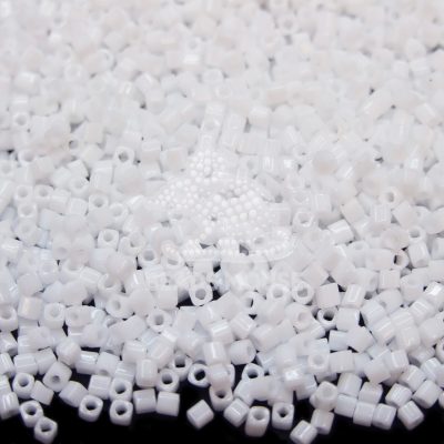 TOHO Cube Seed Beads 41 Opaque White beads mouse