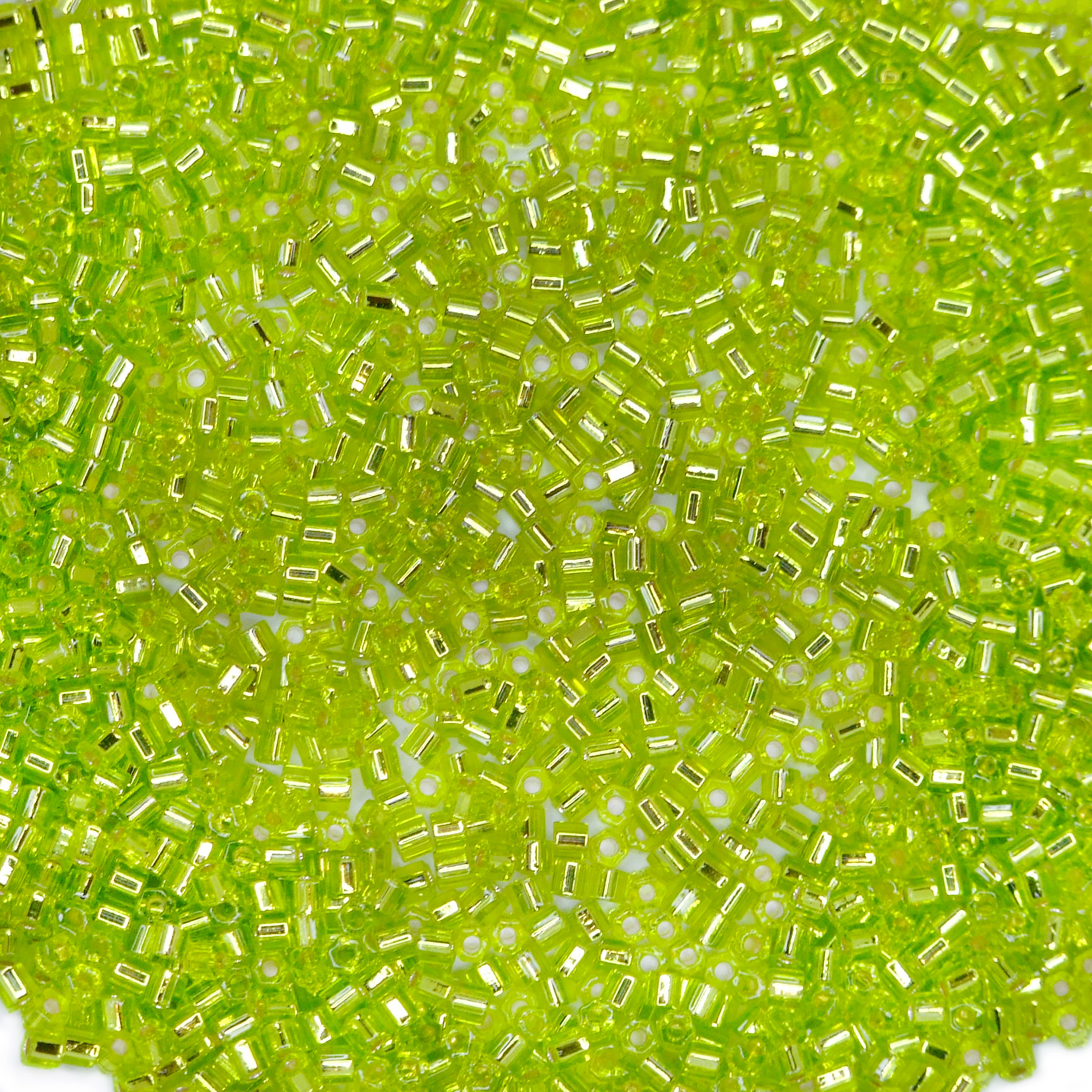 TOHO HEXAGON Beads 24 Silver Lined Lime Green beadsmouse.co.uk