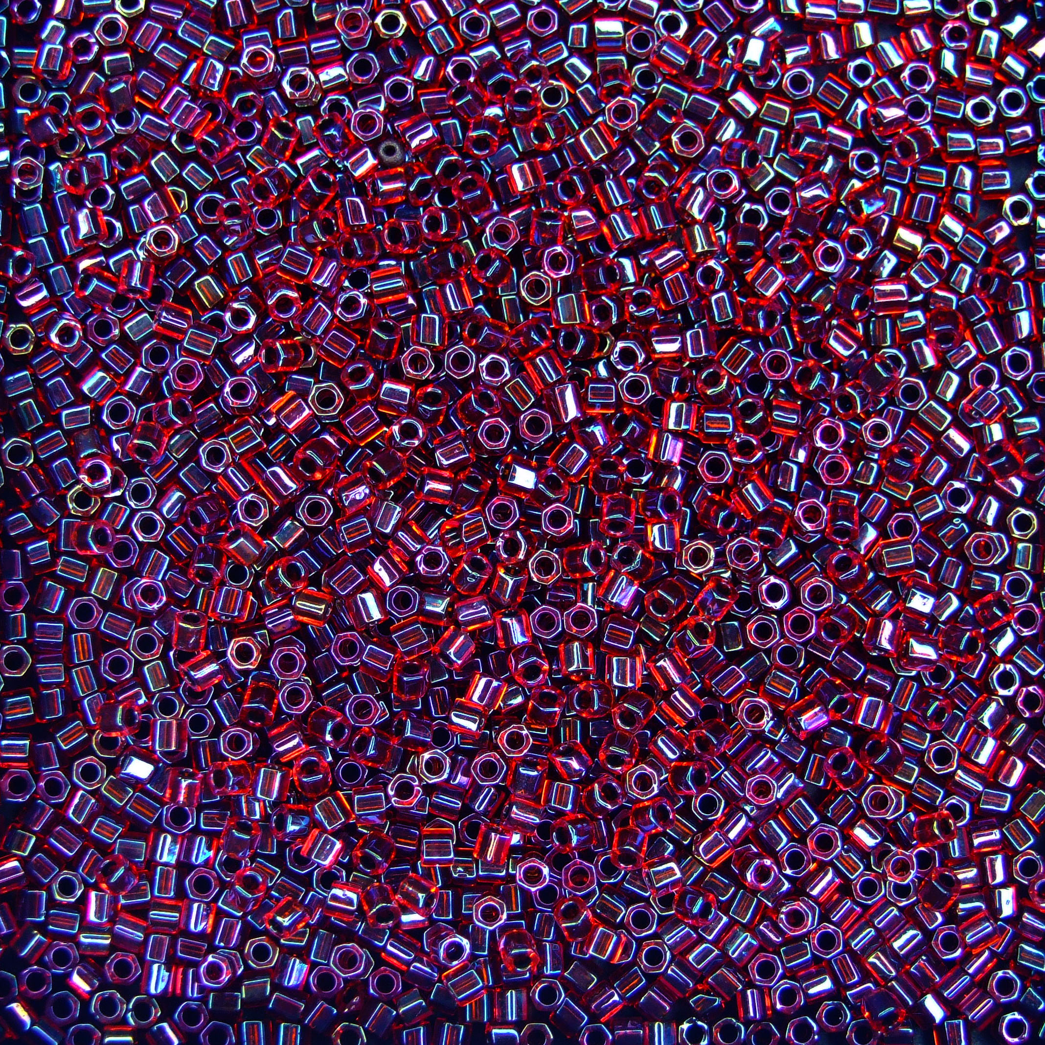 TOHO Hexagon Beads 400 Inside Color Rainbow Ruby Jet Lined 3mm beadsmouse.co.uk 01