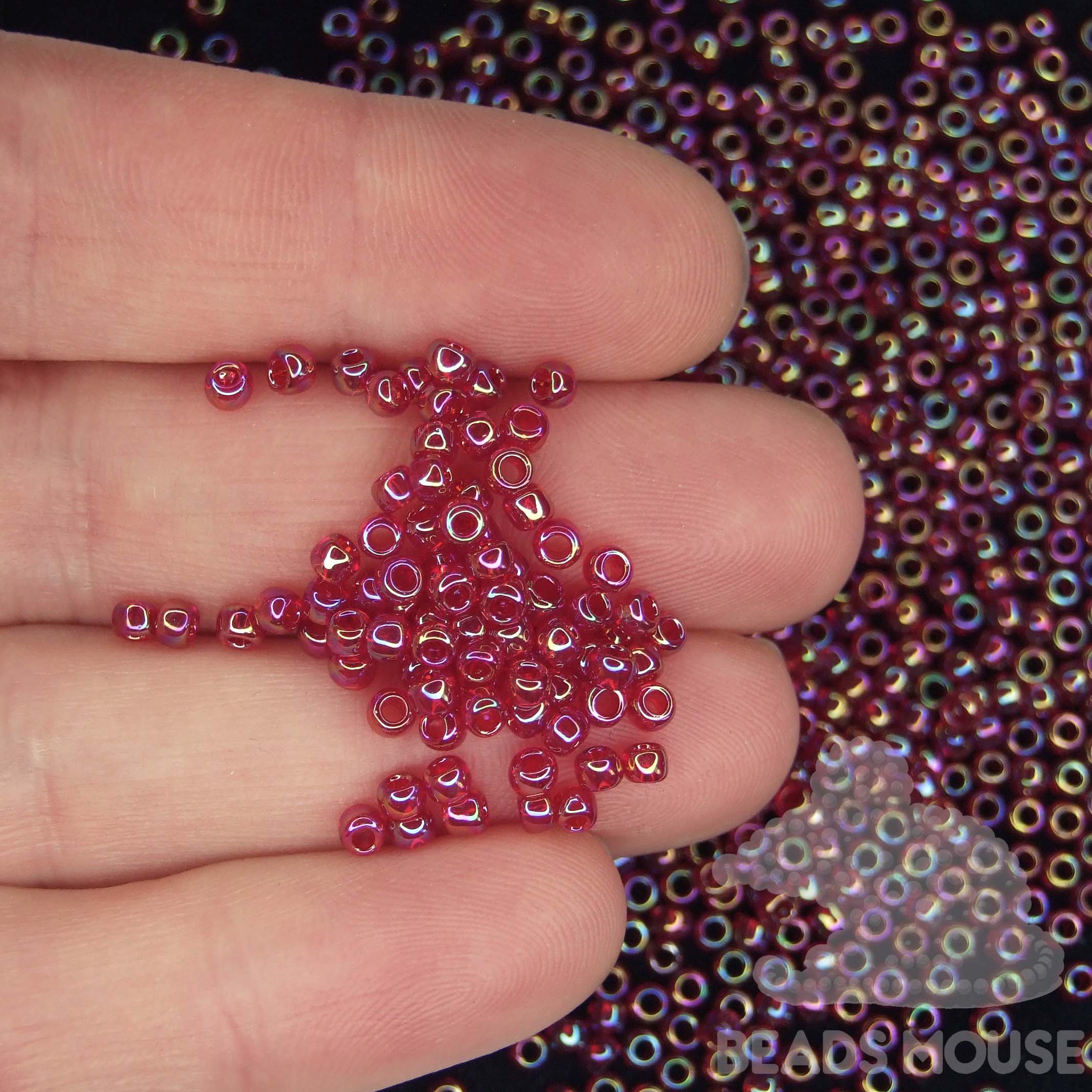 TOHO Seed Beads 165C Transparent Ruby Rainbow beadsmouse.co.uk