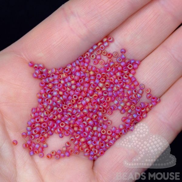 TOHO Seed Beads 165CF Transparent Rainbow Frosted Ruby beadsmouse.co.uk