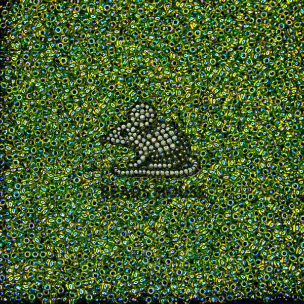 TOHO Seed Beads 1829 Inside Color Rainbow Jonquil Forest Green Lined beadsmouse.co.uk