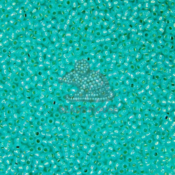 TOHO Seed Beads 2104 Silver Lined Milky Teal beads mouse