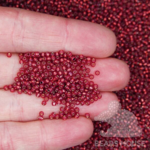 TOHO Seed Beads 2113 Silver Lined Milky Pomegranate beadsmouse.co.uk