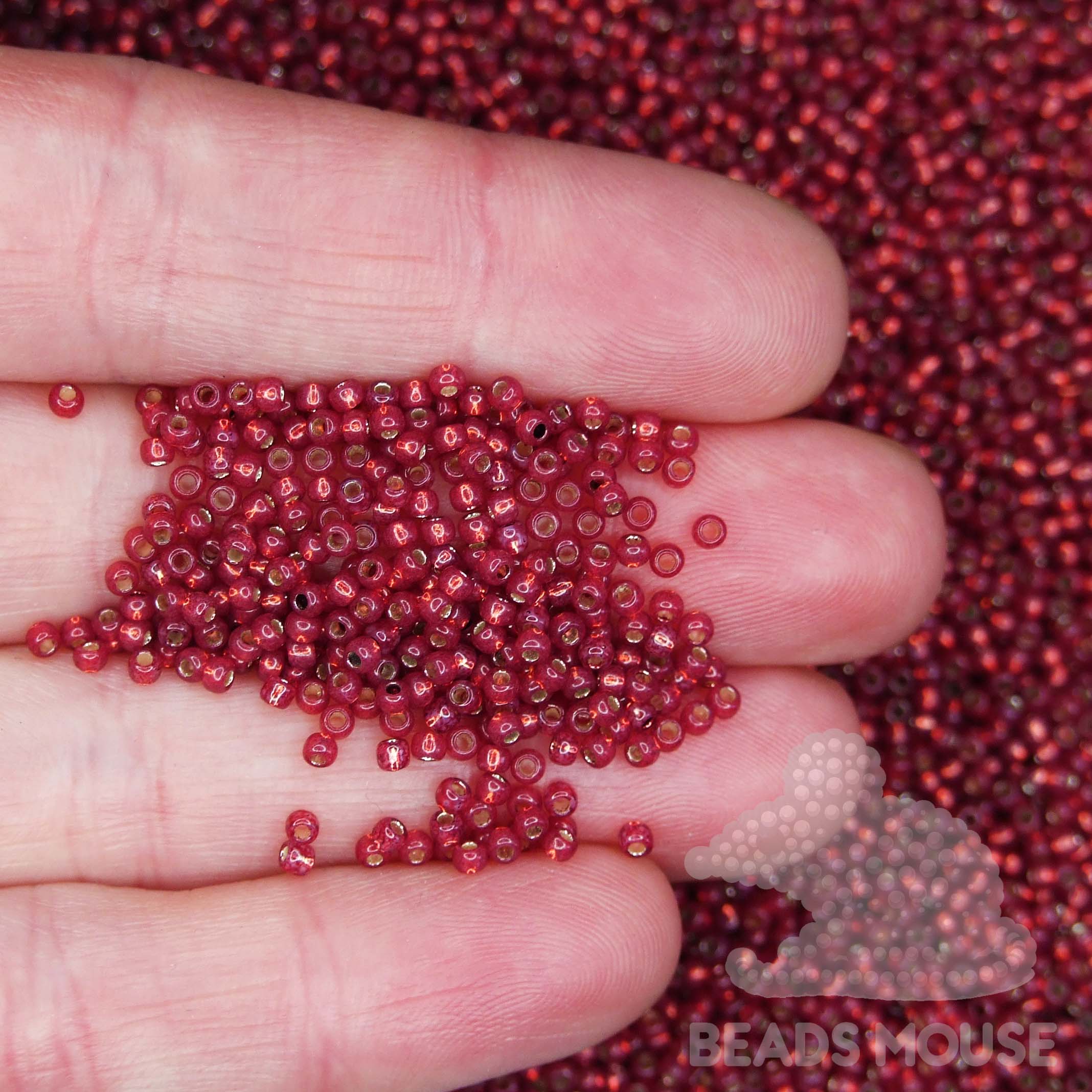 TOHO Seed Beads 2113 Silver Lined Milky Pomegranate beadsmouse.co.uk