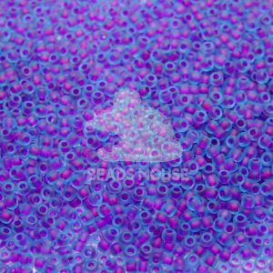 TOHO Seed Beads 252F Inside Color Frosted Aqua Purple Lined beads mouse