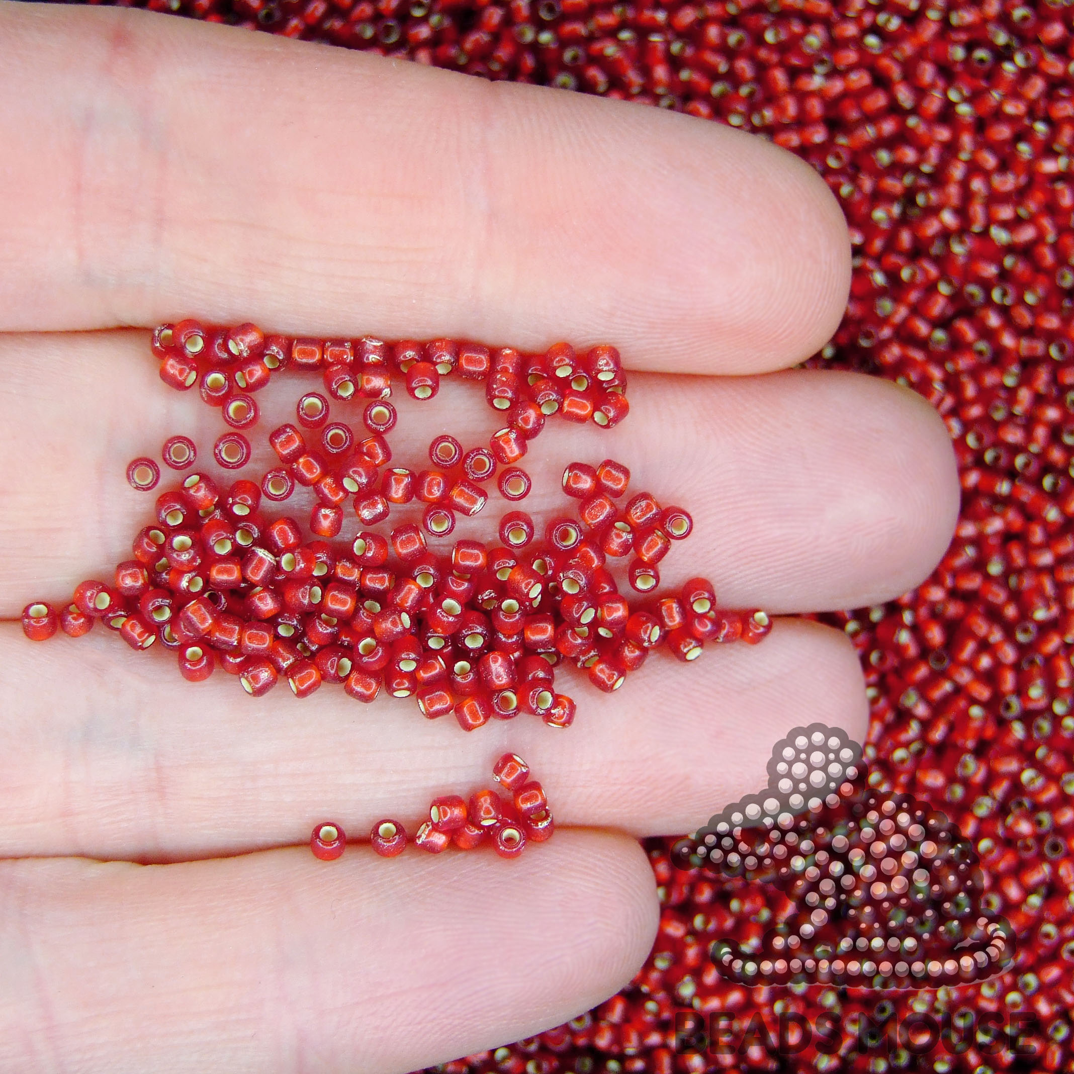 TOHO Seed Beads 25CF Silver Lined Frosted Ruby 02 beadsmouse.co.uk